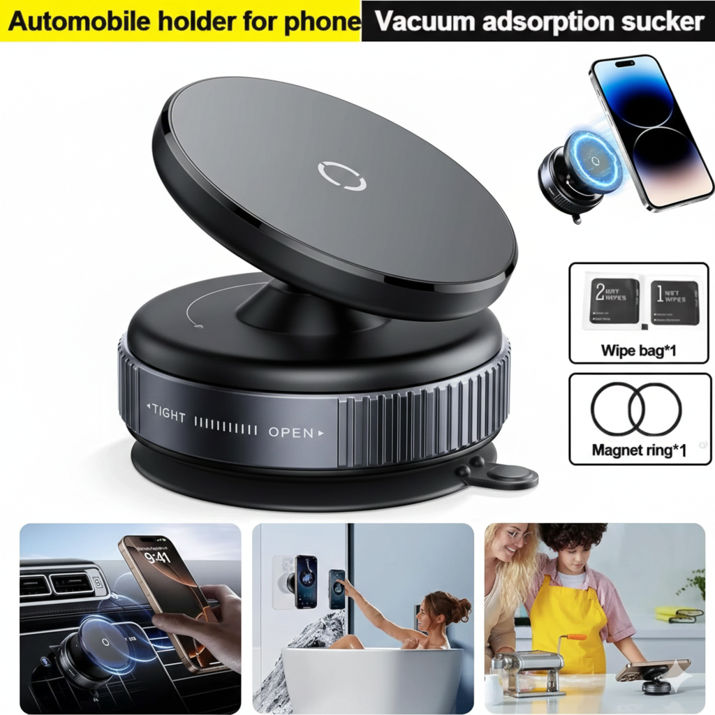 Professional Vacuum Suction Strong Magnetic Car Phone Holder 360° Rotation For All Phone Mobile Holder