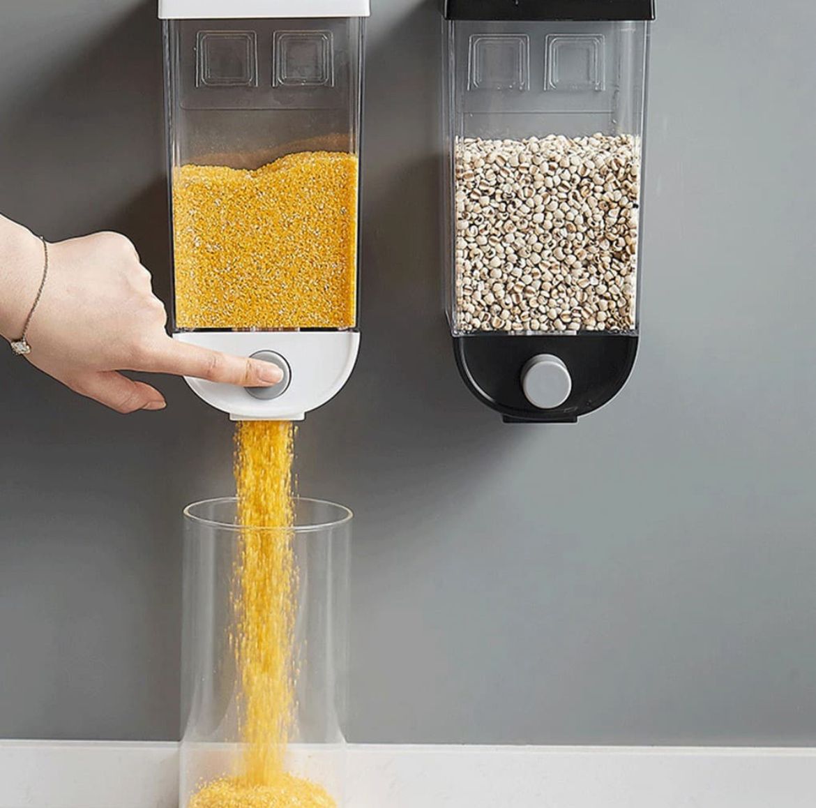 1500ml Wall-Mounted Grain Dispenser for Kitchen Storage
