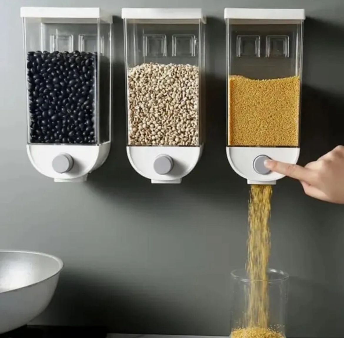 1500ml Wall-Mounted Grain Dispenser for Kitchen Storage