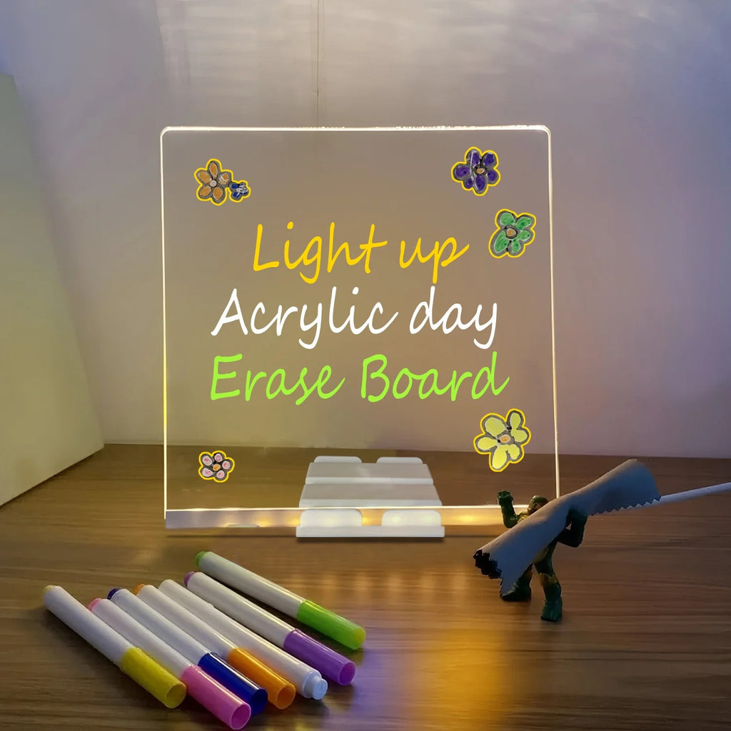 LED Light-Up Writing Board with Stand (15×15 cm)